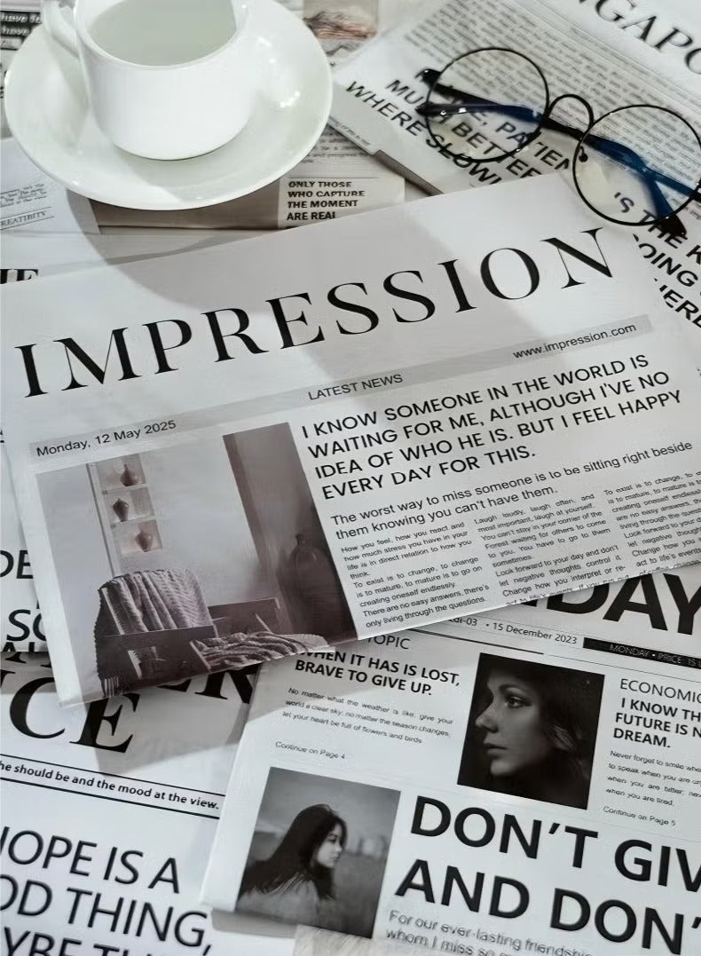 JUNYOUK 6Pcs English Newspaper Photography Props Fashion Clothing Home Decor Food Photography Background Props Flower Wrapping Paper Atmosphere Decoration - Image 4